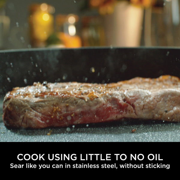 Ninja ZEROSTICK Premium 5-Piece Pan Set, Long Lasting Non-Stick, 3x Saucepans with Glass Lids, 1x Milk Pan, 1x Frying Pan, Hard Anodised Aluminium, Induction Compatible, Grey C35000UK