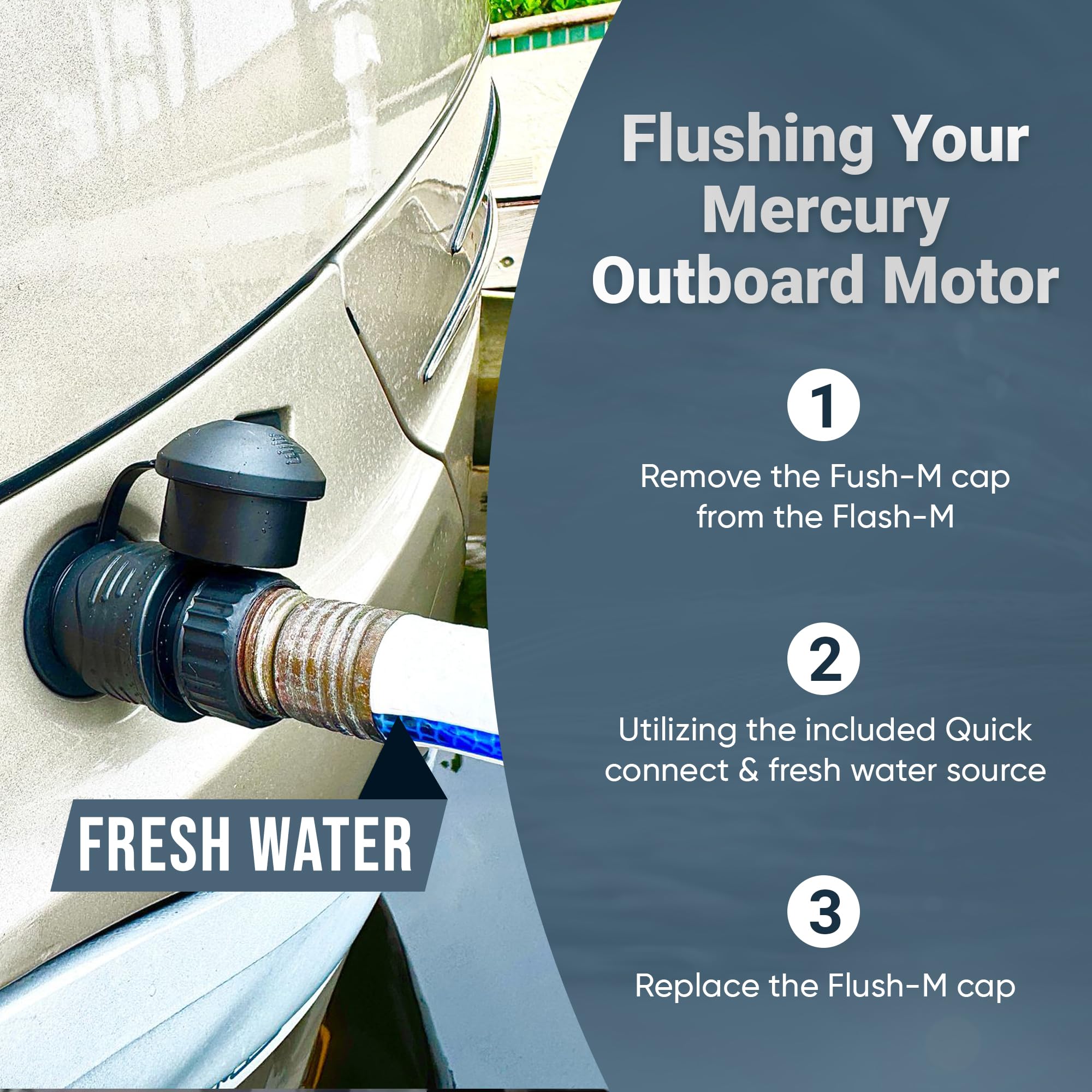 Flush-M Outboard Quick Connect Flush Kit for Mercury - Compatible with Verado, Pro XS, FourStroke, SeaPro 75HP - 500HP & V10 Models - UV Stable &