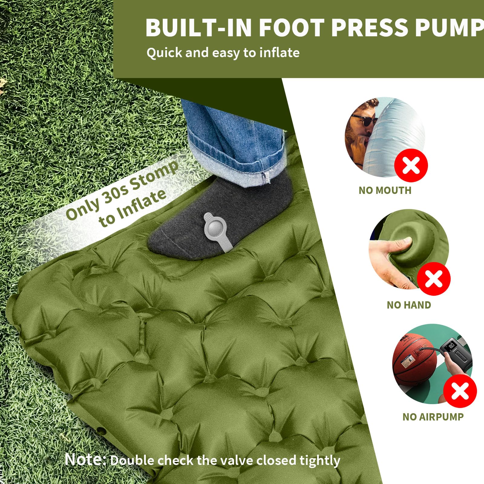 HiiPeak Camping Sleeping Pad, Ultralight Camping Mat with Pillow Built-in Foot Pump Inflatable Sleeping Pads Compact for Backpacking Hiking Traveling Tent (Gray)