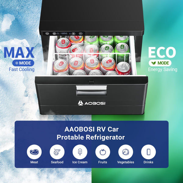 AAOBOSI 83L Campervan Fridge, Camping Refrigerator with APP Control, 12V Fridge Freezer for Campervan, Car, Truck, Boat, Motorhome, Travel