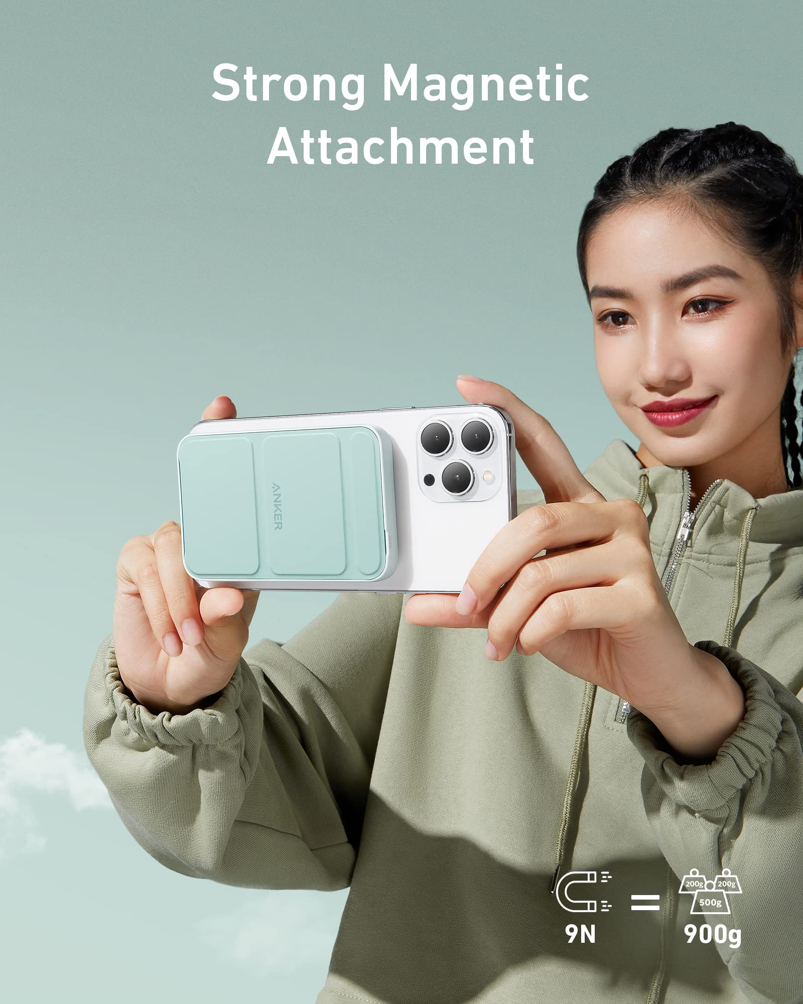 Anker Power Bank, 622 Magnetic Battery (MagGo), 5000mAh Foldable Magnetic Wireless Portable Charger and USB-C for iPhone 16/16 Plus/16 Pro/16 Pro Max, iPhone 15/14/13/12 Series