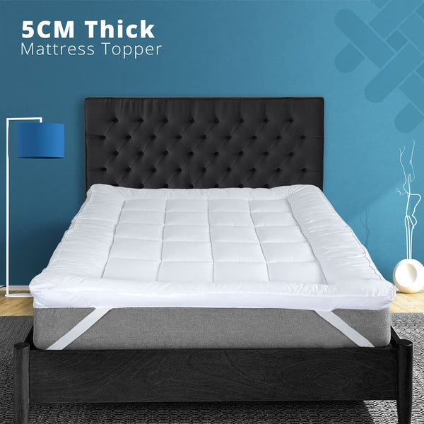 ACRALI HOME Luxury Thick Mattress Topper Double Bed – 4 Inch Extra Thick, Hotel Quality, Quilted and Breathable Topper with Elasticated Corner Straps for Superior Comfort and Fit