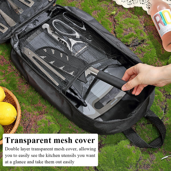 Camping Accessories, Evanda Camping Cooking Utensils, Travel Essentials, Portable Camping Kitchen Utensil Set for Travel, Picnics, RVs, Camping, BBQs, Parties