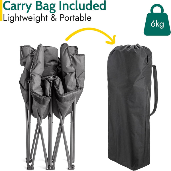 Trail Double Camping Chair for Adults, Folding Padded 2 Seater, Sturdy Heavy Duty Steel, Luxury Duoweave Fabric, Lightweight Compact, Outdoor Fishing Garden, Pocket, Carry Bag (H88cm x W120cm x D53cm)