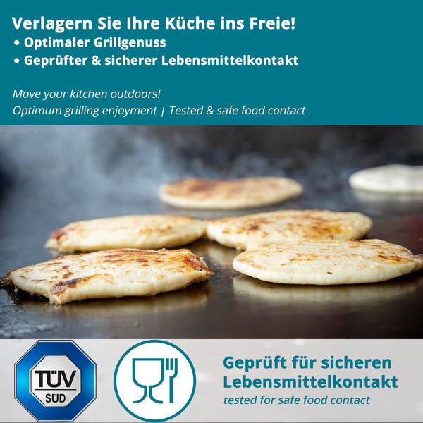 valuents? Grill Plate - Plancha Grill Plate Made of Thick & Rustproof Stainless Steel - 44.5 x 26 cm - Suitable for BBQ Gas Grill & Charcoal Grill +