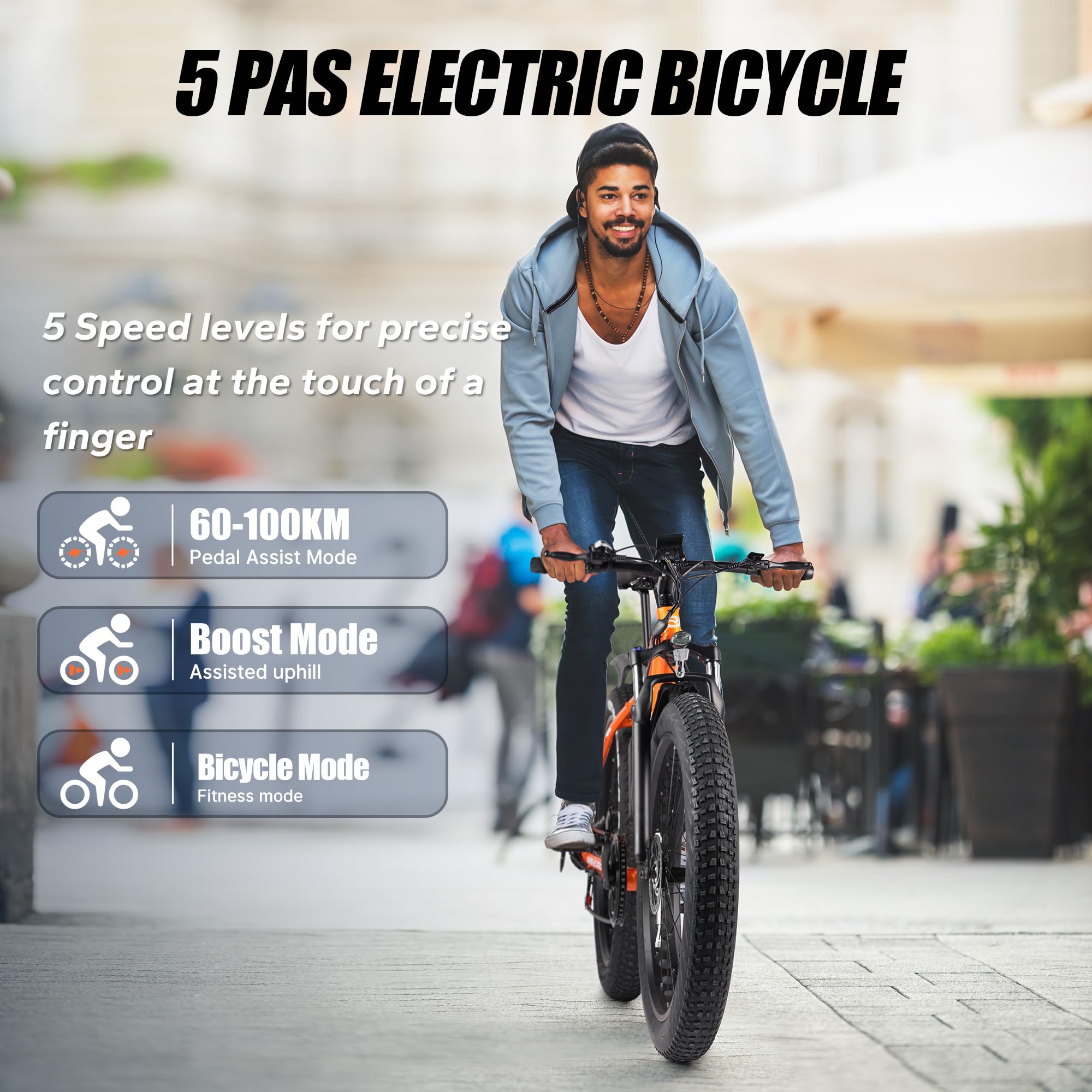 VARUN Electric Bike, 26 inch 4.0 Fat Tire Electric Mountain Bike with 48V16Ah/13Ah Battery, 85NM 250W Motor, Large LCD Meter, Aluminium E-fatbike for Adults, Range 100-120KM
