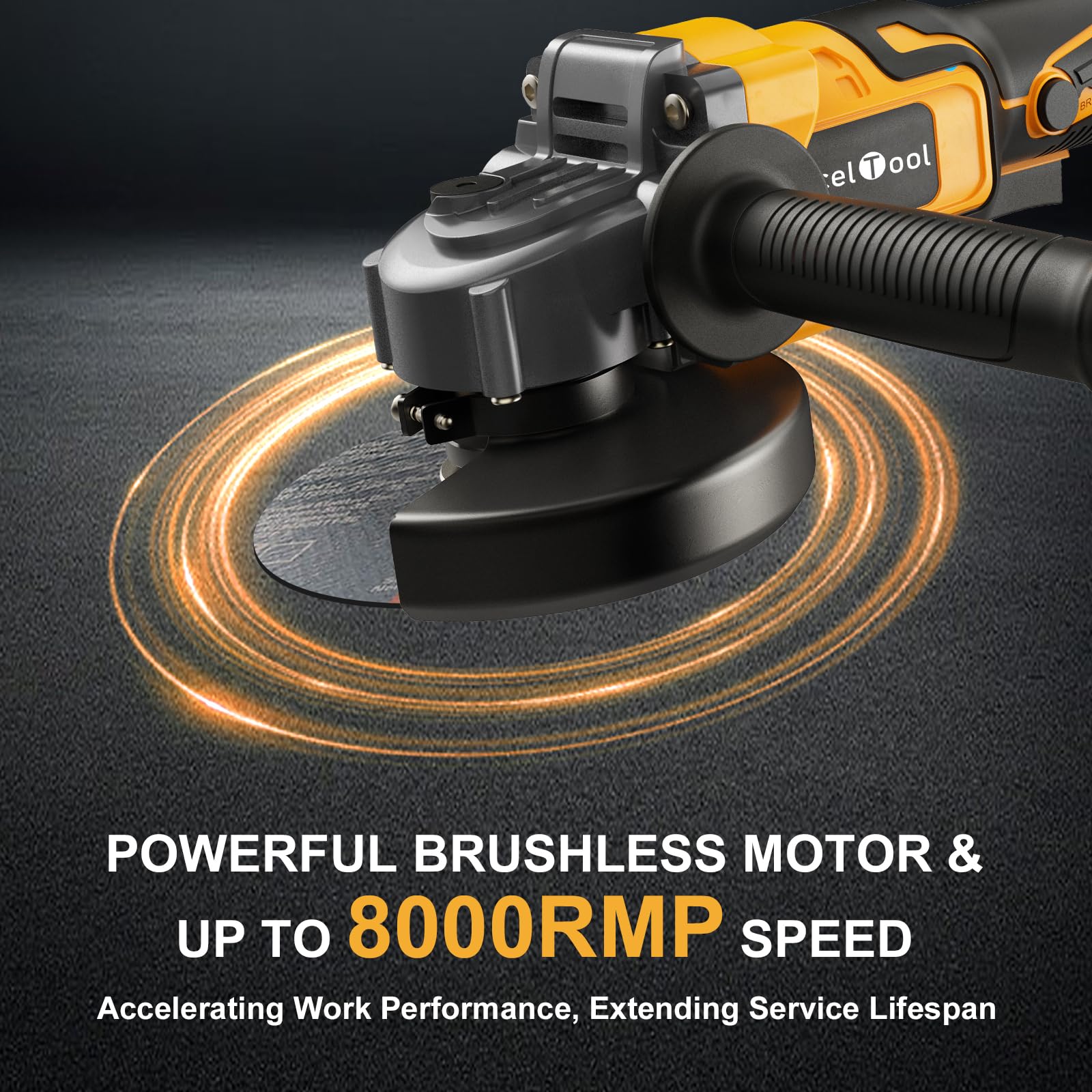 Cordless Angle Grinder,125mm Brushless Battery Grinders for 20V MAX Battery (Battery Not Included), 8500RPM Power Tool with 2-Position Adjustable Handle, for Cutting, Grinding and Polishing