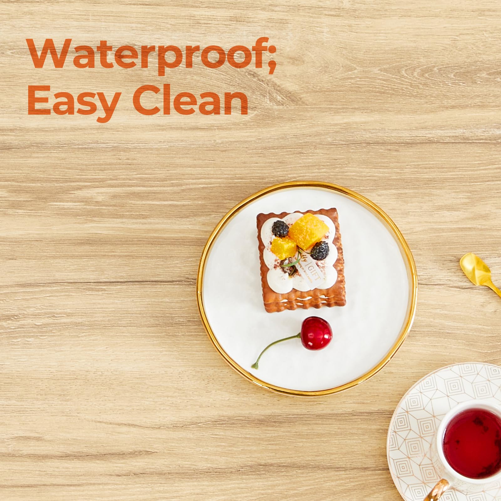 GreenForest Coffee Table with 2-Tier Storage,100 cm Living Room Table with Round Corner, Center Table with X-Frame Design for Home Office,Oak