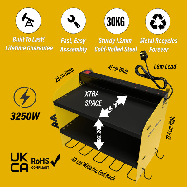 Toolganize Power Tool Organiser, Storage Rack with Power Strip Charging Station, Heavy-Duty for Workshop & Garage Tools - 4 Slot, Milwaukee Red.