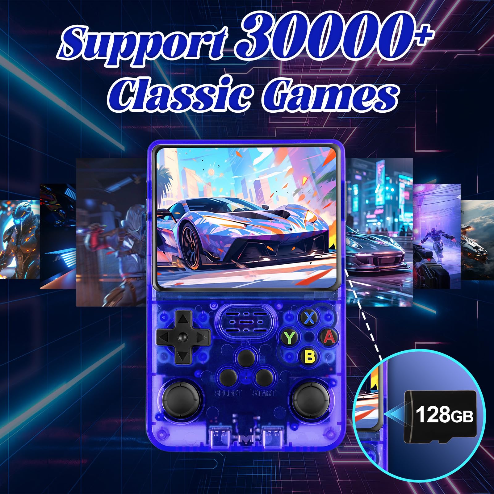 Blidinner R36S Retro Handheld Games Console -With Open Source Linux System,3000mAh Battery,3.5 Inch HD Screen,64G TF Card,20,000+ Classic Games,Portable Mini Game Console for Teens and Adults-Black