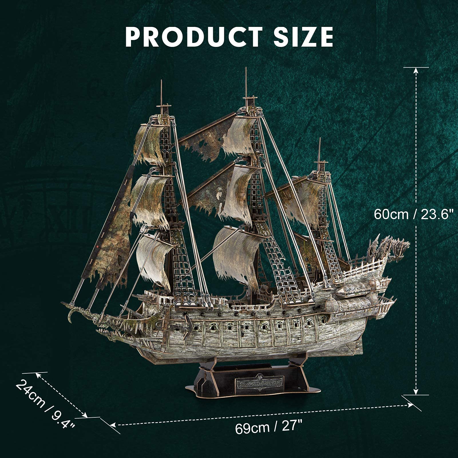 CubicFun LED Pirates of the Caribbean Flying Dutchman Model Kits for Adults to Build 3D Jigsaw Puzzles Ship Model Building Gifts for Adults Kids Girls Boys - 360 Pieces