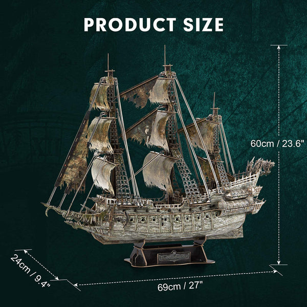 CubicFun LED Pirates of the Caribbean Flying Dutchman Model Kits for Adults to Build 3D Jigsaw Puzzles Ship Model Building Gifts for Adults Kids Girls Boys - 360 Pieces