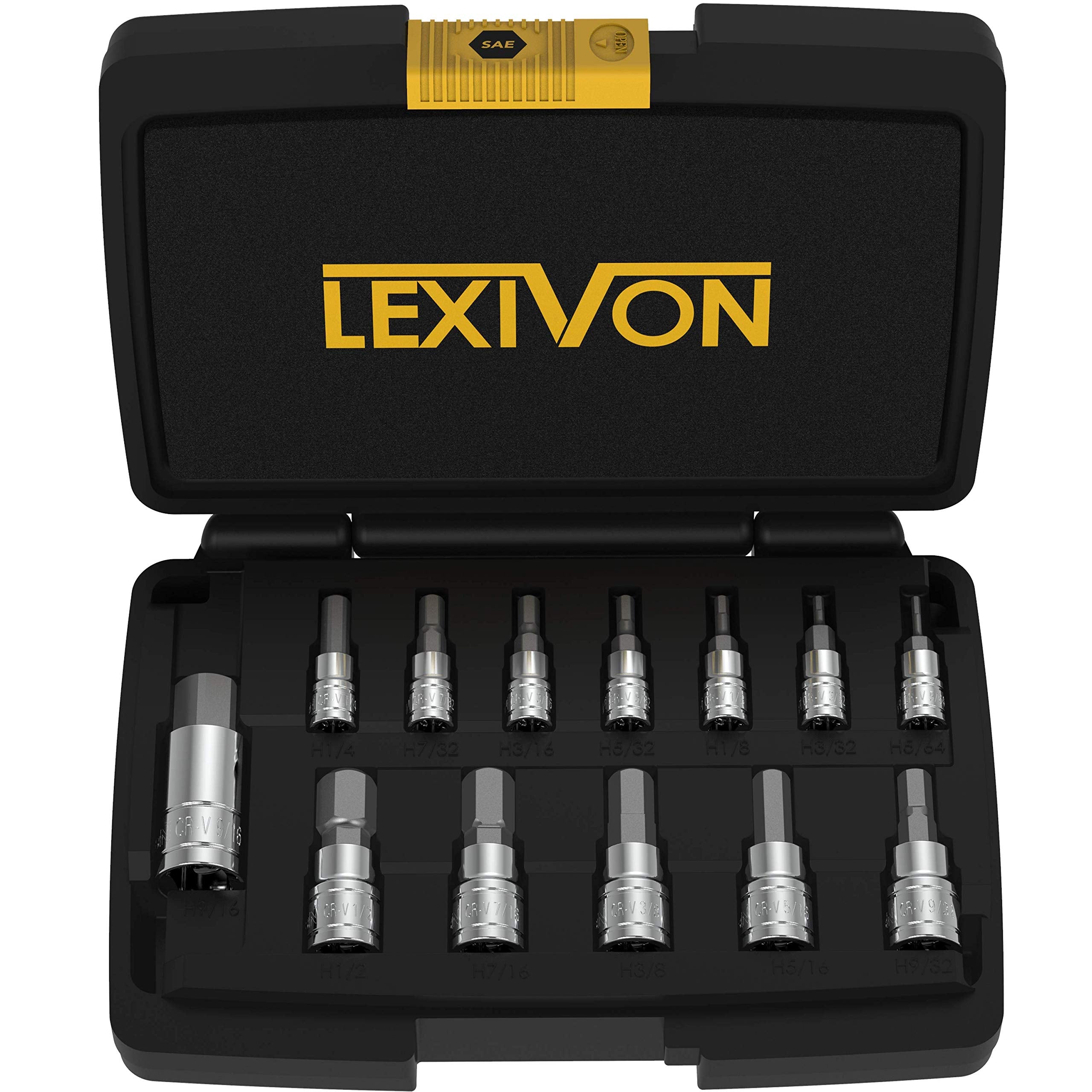 LEXIVON Master HEX Bit Socket Set, Premium S2 Alloy Steel | Complete 32-Piece, SAE and Metric Set | Enhanced Storage Case (LX-144)