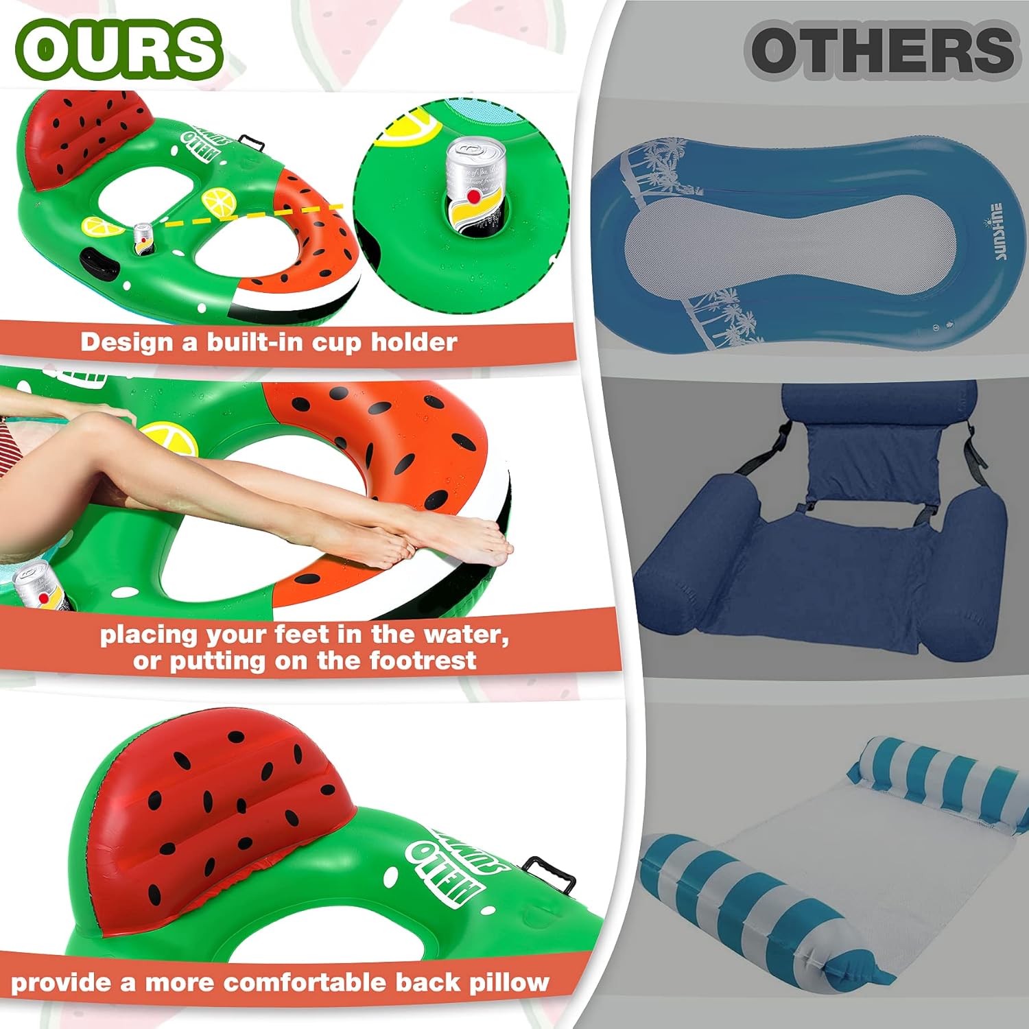 Gontence Pool Inflatable - Lilo Pool Inflatables For Kids Adults - Portable Inflatable Pool Floats - Pool Lounger with cup holder - Pool Float Pool Hammock Water Hammock (HW00649)