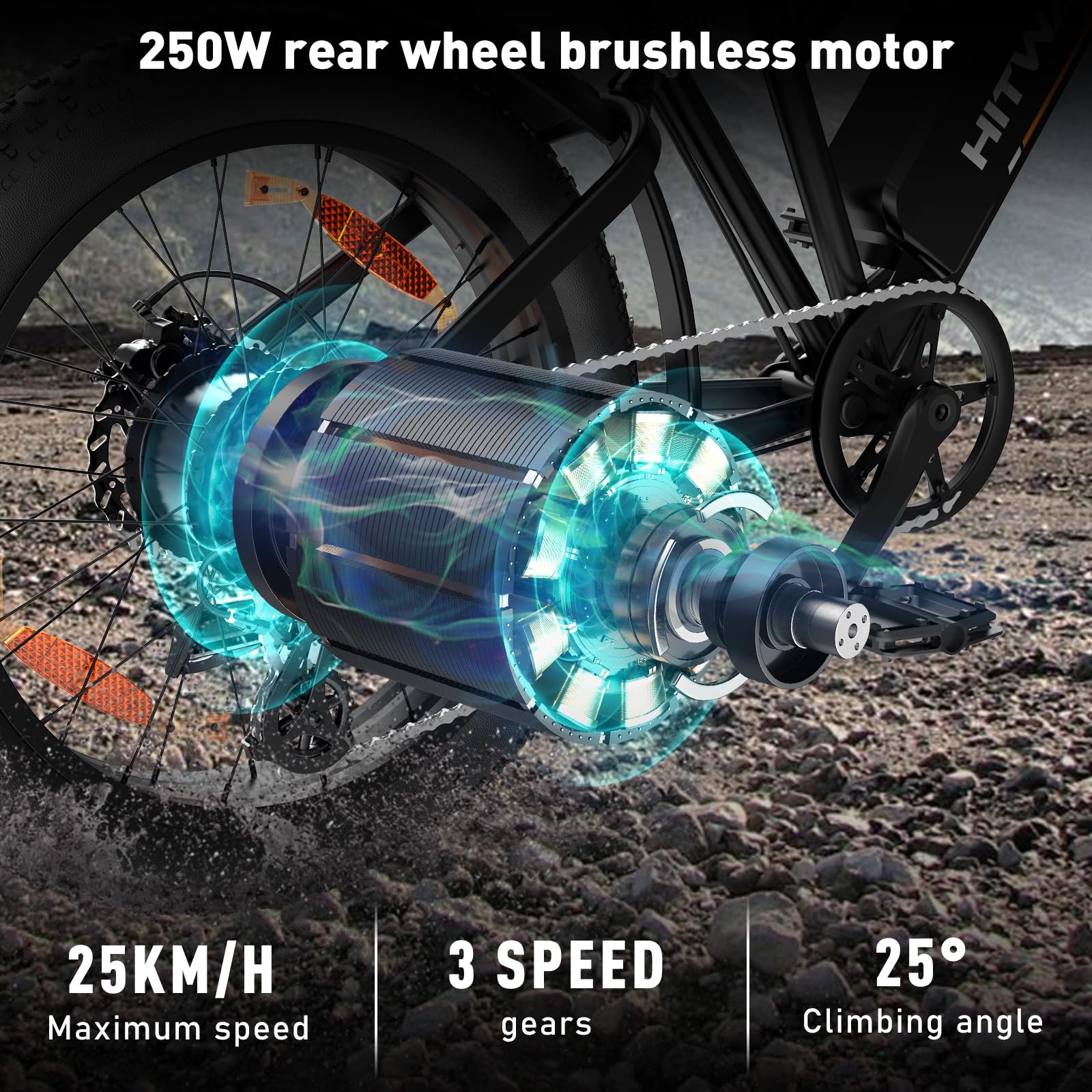 HITWAY Electric Bicycle, 20 * 4.0 inch Off-Road EBIKE for Adults with 250W Motor and 48V 15Ah/2 * 48V13Ah Battery, 7 Speed Snow Bike range 45-150 km