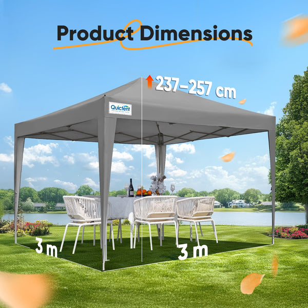 Quictent Pop Up Canopy Gazebo with Removable Sidewalls, Adjustable Height Event Shelter, 3x3m (10x10ft) Portable Tent for Garden Party, Camping, White