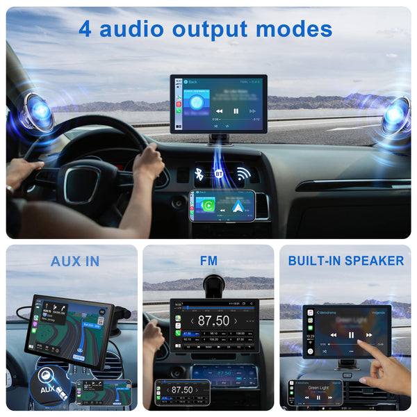 Car Stereo,9 Inch CarPlay Screen for Apple Car play & Android Auto,Portable Car Player Wireless Car Play Screen with Voice Control, Suitable for Most Vehicles (9 Inch +Camera)