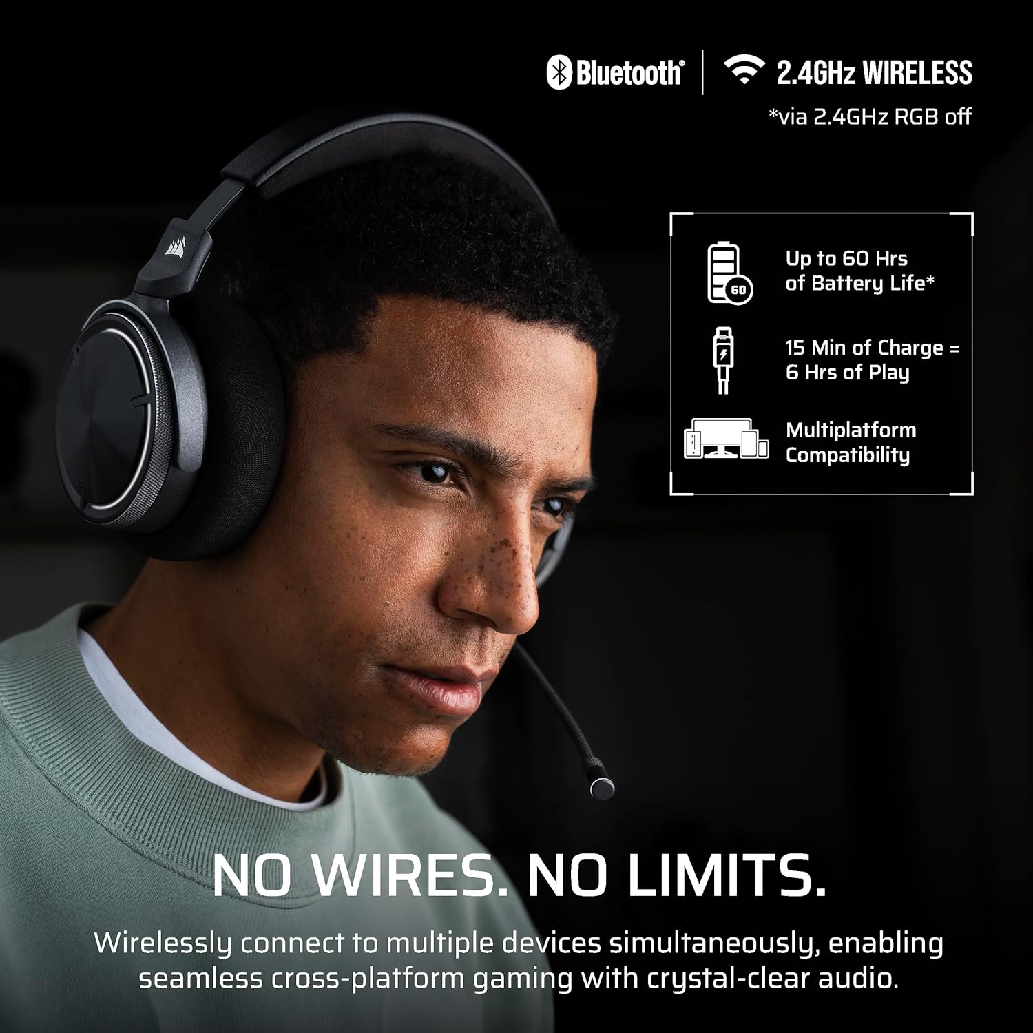 Corsair VIRTUOSO MAX WIRELESS Officially Licensed Xbox Series X|S Gaming Headset – Dolby Atmos, Active Noise Cancelling, 2.4GHz Wireless & Bluetooth, Game/Chat Audio Controls, PC, PS5/PS4 – Carbon