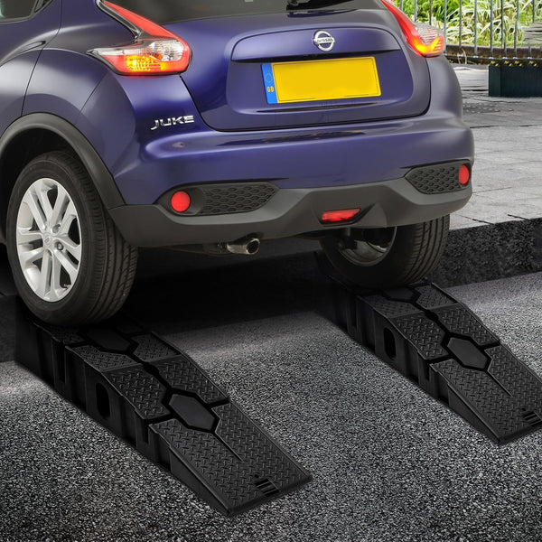 DKIEI Car Ramps, 5 Tons Heavy Duty Kerb Ramps, 2 Pieces of Portable Curb Ramp for Car, Motorhome, Automotive Lifting, 90x30x23cm, Black
