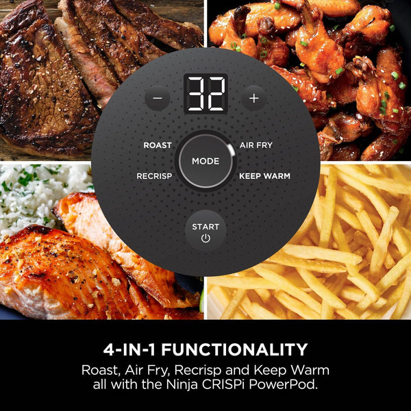 Ninja CRISPi Portable Air Fryer, 3.8L, 4-in-1: Air Fry, Roast, Keep Warm, Recrisp, Space Saving Compact Design, 2x Removable Glass Containers & Lids, 1700W, Cyber Space Blue FN101UKGY