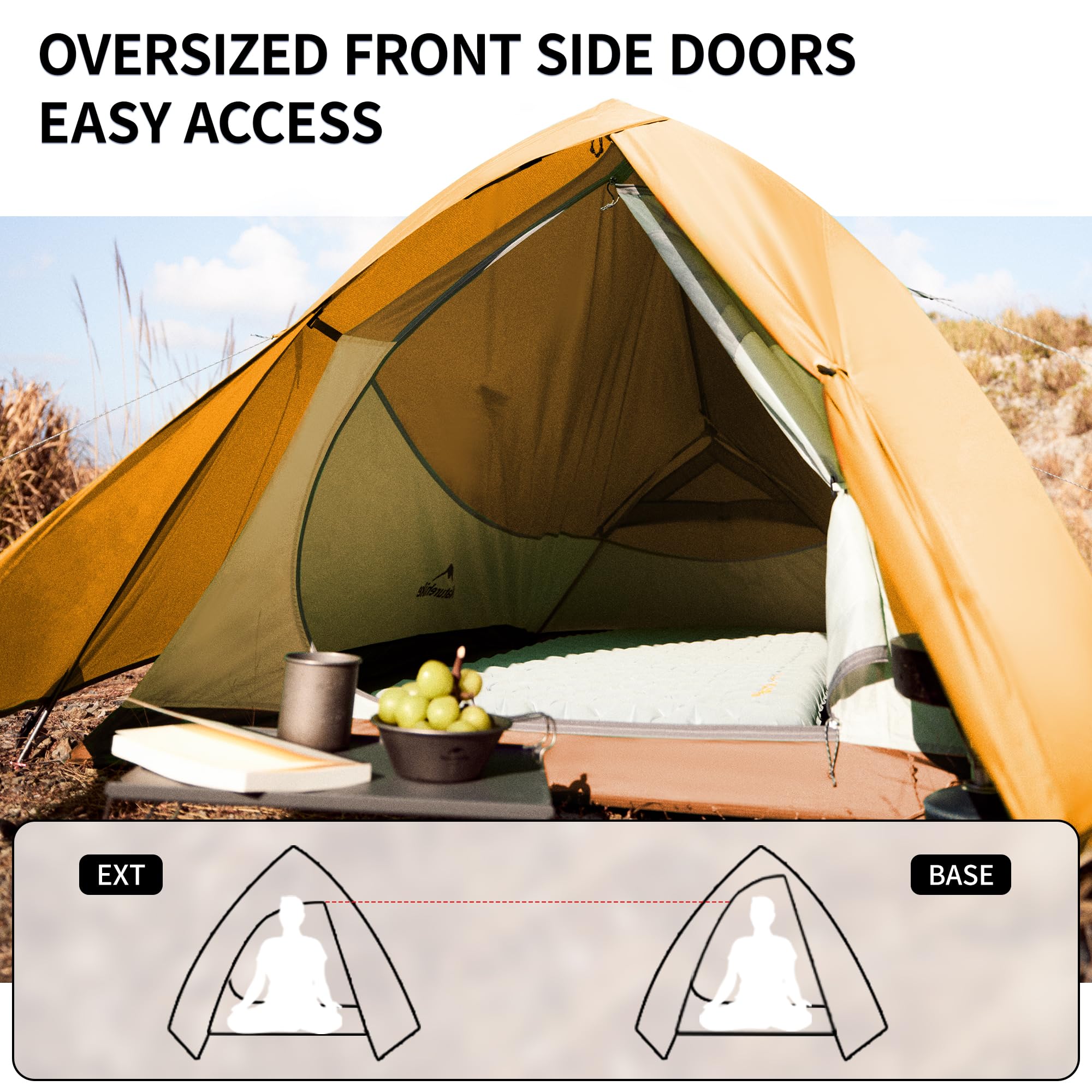 Naturehike Cloud up 2 Camping Tent 2 Man Backpacking Tent 3-4 Season Wild Country Tent Lightweight Dome Tent