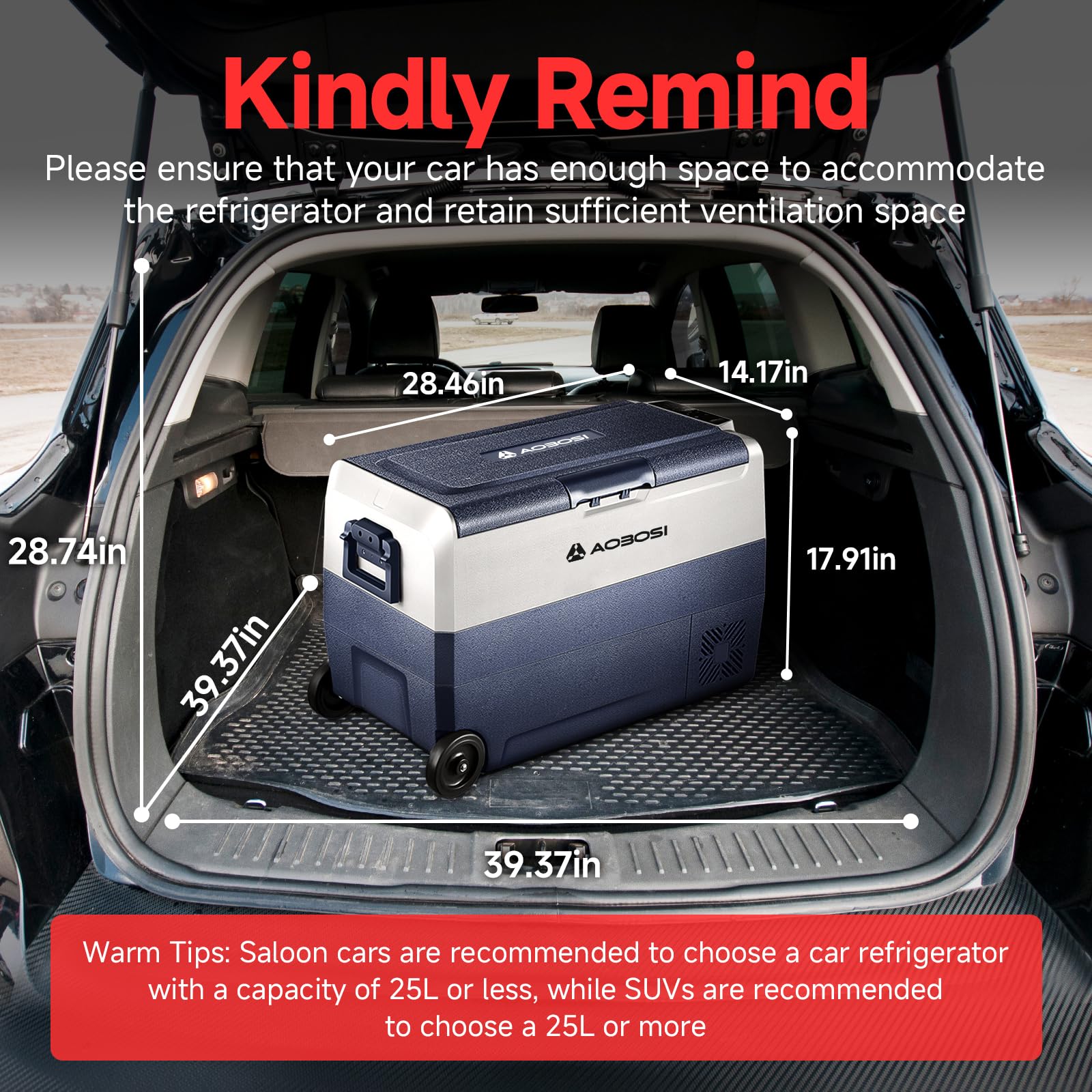 AAOBOSI 50L Compressor Car Fridge Freezer, Portable Camping Fridge with APP Control for 12/24V DC & 100-240V AC, Electric Cooler for Truck Campervan RV Boat, -20℃ to 20℃