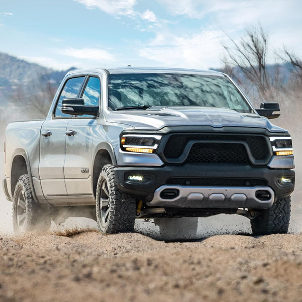 VLAND Motor LED Headlights compatible with 2019-2024 Ram 1500 Tradesman/Lone Star/Big Horn/Laramie/Rebel [Not fit classic, TRX, factory LED projector], w/Amber sequential indicator - Amber