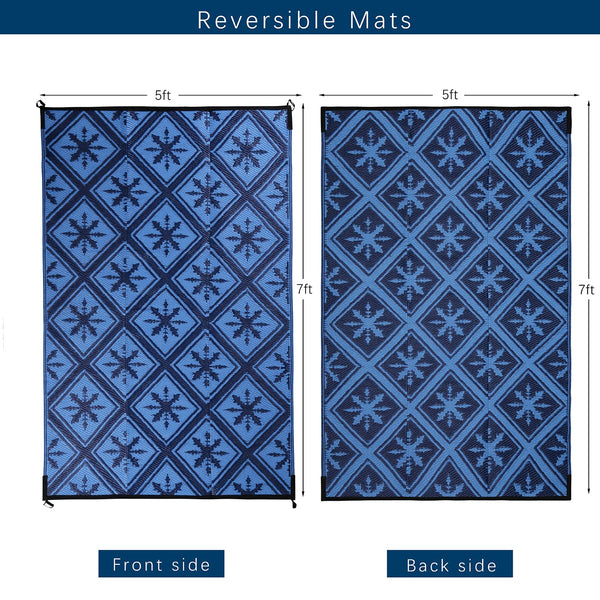 Enipate Outdoor Rugs for Garden Patios, 5x8ft Plastic Weatherproof Woven Picnic Blankets, Reversible & Easy Cleaning Deck Carpet Camping Mats