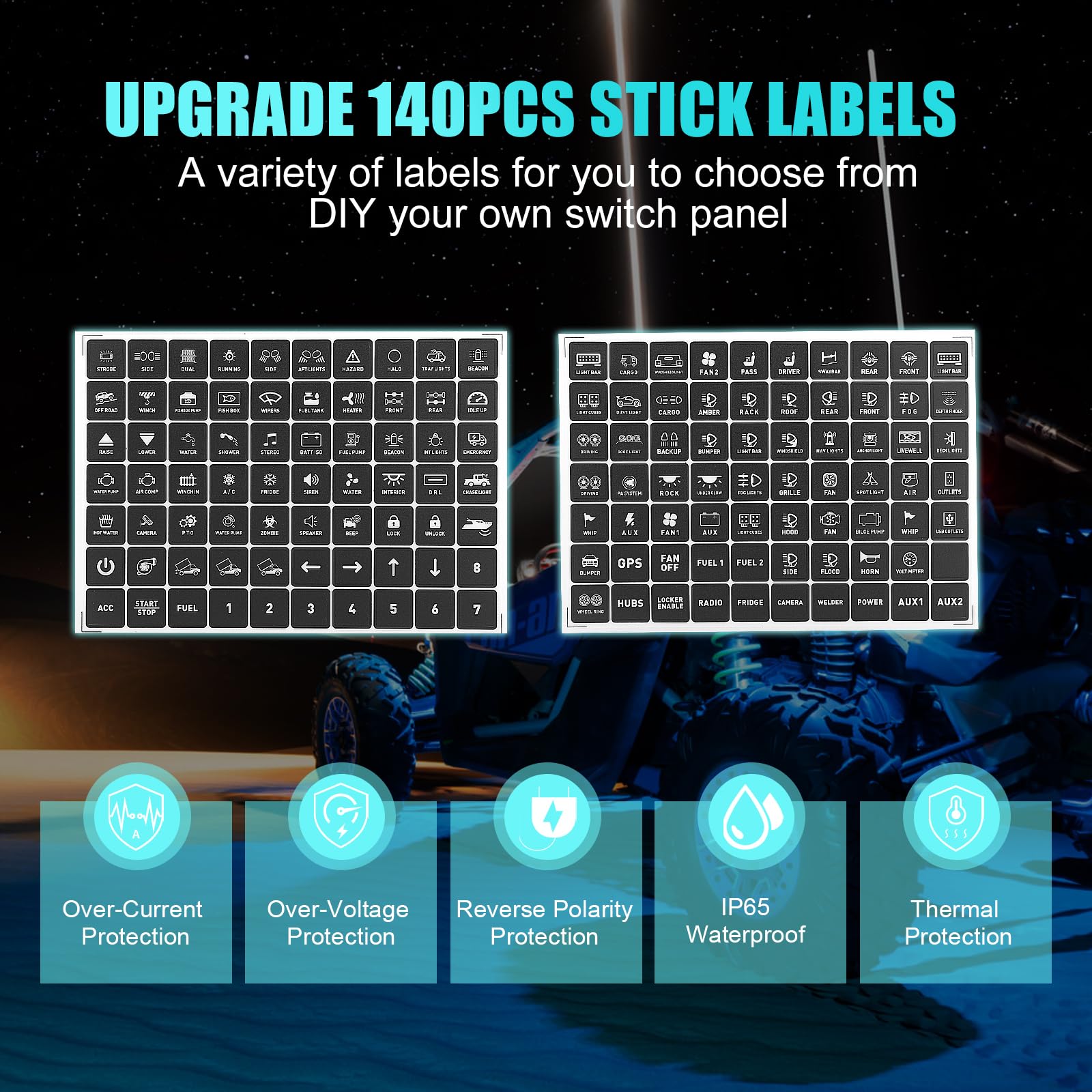 Chelhead RGB 6 Gang Switch Panel with APP Control, Universal Circuit Control Relay System, Multi-Function Bluetooth Remote Switch Panel, Compatible with Truck Boat SUV RV Trailer Marine ATV UTV