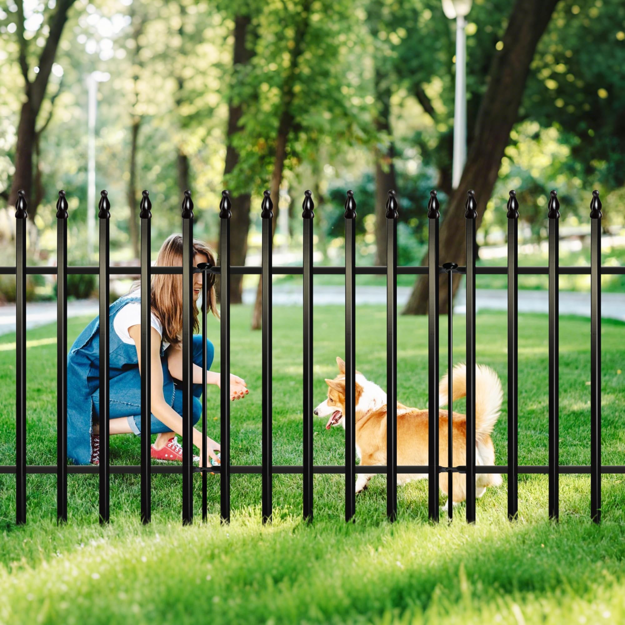 ARIFARO Decorative Metal Garden Fence 81cm high x 61cm Wide 5 Pack, Animal Barrier for Dog Pet,Border Garden Fencing for Outdoor Patio Lawn Yard