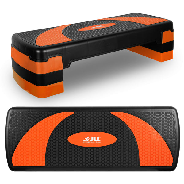JLL Aerobic Exercise Stepper With Either 2 or 3 Adjustable Step Levels - Great For Home Gym, Cardio, Yoga. (Orange XL)