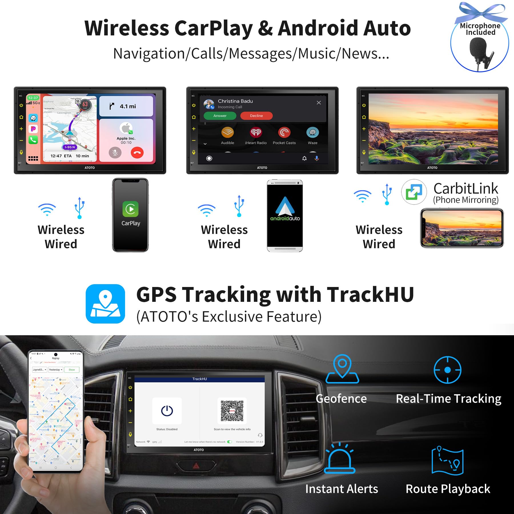 ATOTO S8MS 9" QLED 1280*720 Android Double Din Car Stereo, Built-in 4G LTE, Wireless Android Auto & Wireless CarPlay In Dash Video Receivers, GPS Tracking, 4G+32G, Dual Bluetooth, LRV, SCVC,S8G2094MS