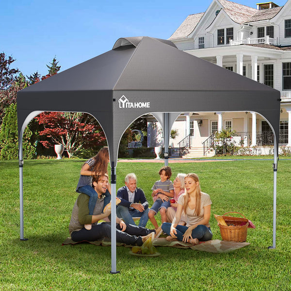 YITAHOME 2.5x2.5M Instant Heavy Duty Pop Up Gazebo, Waterproof Folding Garden Camping Party Tent Canopy Marquee with Roller Bag for Patio Markets Beach