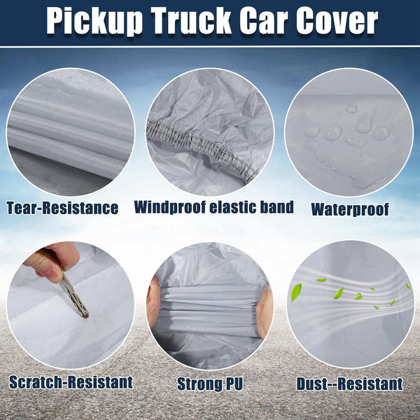 X AUTOHAUX All-Weather Pickup Truck Cover for Toyota Tacoma Crew Cab Pickup 4 Door 6.1 Feet Bed (2005-2021) - Waterproof, UV-Resistant, and Windproof with Left Door Zipper, 190T PU Material