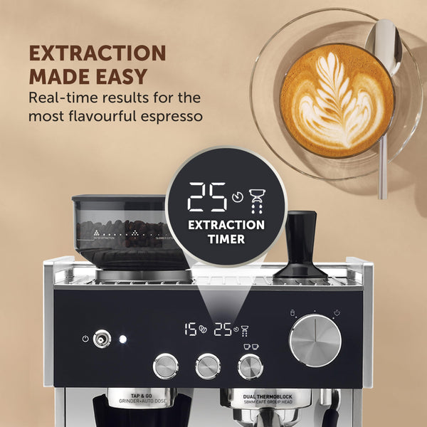 Breville Barista Max Espresso Machine | Latte & Cappuccino Coffee Maker with Integrated Bean Grinder & Steam Wand | 2.8 L Water Tank | 15 Bar Italian Pump | Stainless Steel