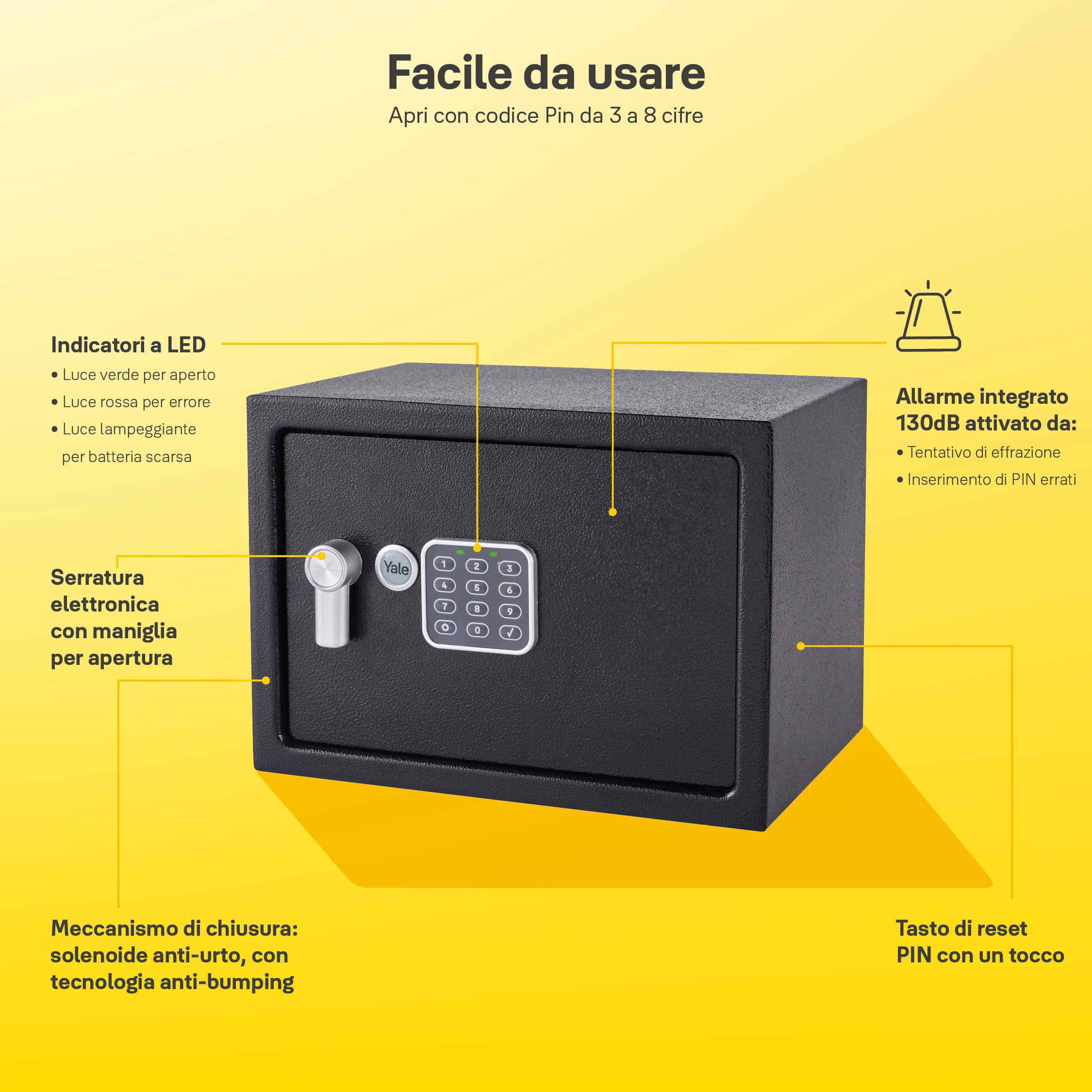 Yale - Electronic Alarmed Safe Laptop - Standard Security - YLC/200/DB2