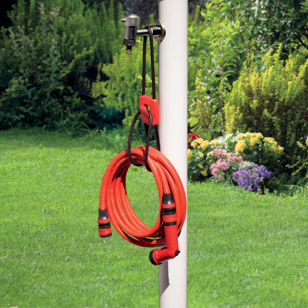 FITT YOYO Plus 10 m, Extendable and Flexible Garden Water Hose Pipe with Multi-Function Spray Gun, Hook Support for Fences and Tap Adapter, Red