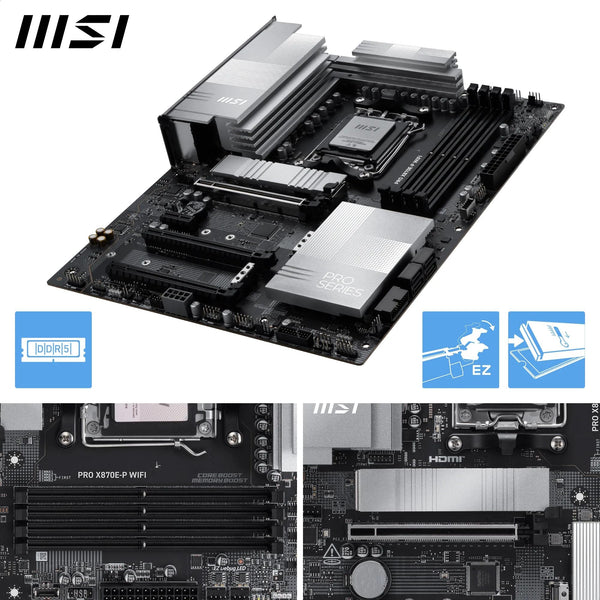 MSI X670E GAMING PLUS WIFI Motherboard, ATX - Supports AMD Ryzen 9000 / 8000 / 7000 Series Processors, AM5 - 80A SPS VRM, DDR5 Memory Boost 7800+ MHz/OC, PCIe 5.0 x16, M.2 Gen5, Wi-Fi 6E