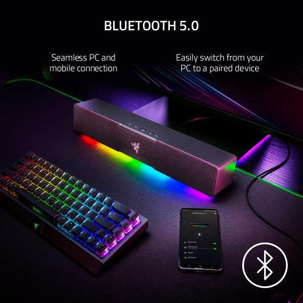 Razer Leviathan V2 X - PC Gaming Soundbar (Full-Range Drivers, Compact Desktop Form Factor, USB Type C Power and Audio Delivery, Bluetooth 5.0) Black