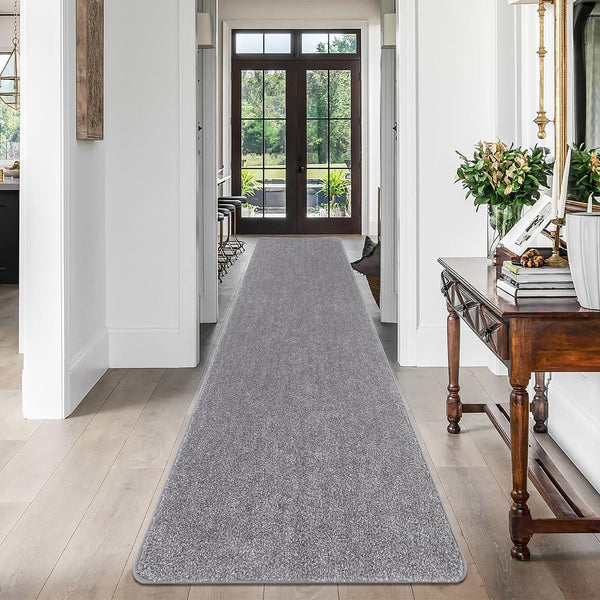 SHACOS Carpet Runners for Hallways Light Grey Non Slip 60x240cm Long Washable Kitchen Runner Mat Rubber Backing Hall Runners Long Corridor Rug for