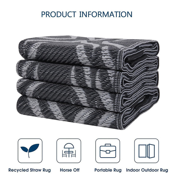 Enipate Outdoor Rugs for Garden Patios, 5x8ft Plastic Weatherproof Woven Picnic Blankets, Reversible & Easy Cleaning Deck Carpet Camping Mats