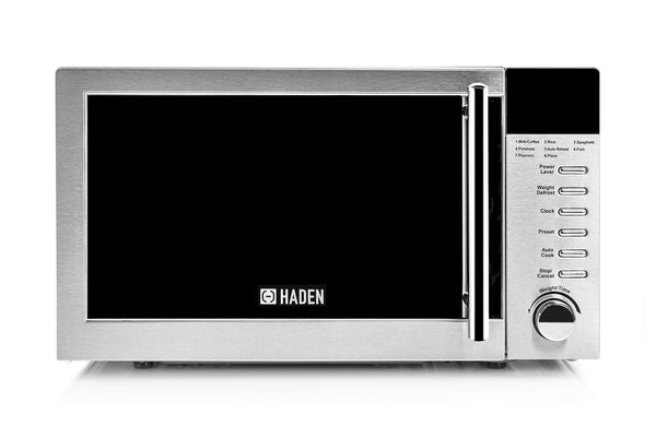 Haden 20L Digital Stainless Steel Microwave Oven - 800W, Compact Microwave, 5 Power Levels, Auto Defrost & Child Lock, Easy Clean Interior - 24.5cm