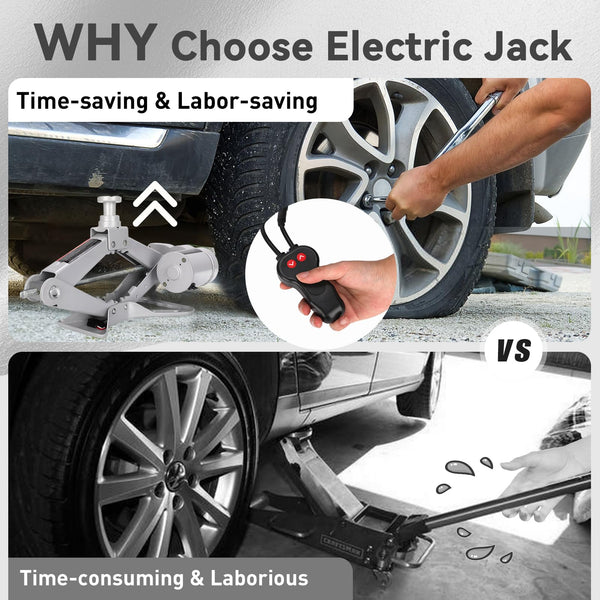 ROGTZ 12V Electric Scissor Jack – Low Profile 3 Tonne Car & Trailer Floor Jack Kit | Emergency Tyre Change & Repair Set with LED Light & Auto‑Lock | Carrying Case Yellow