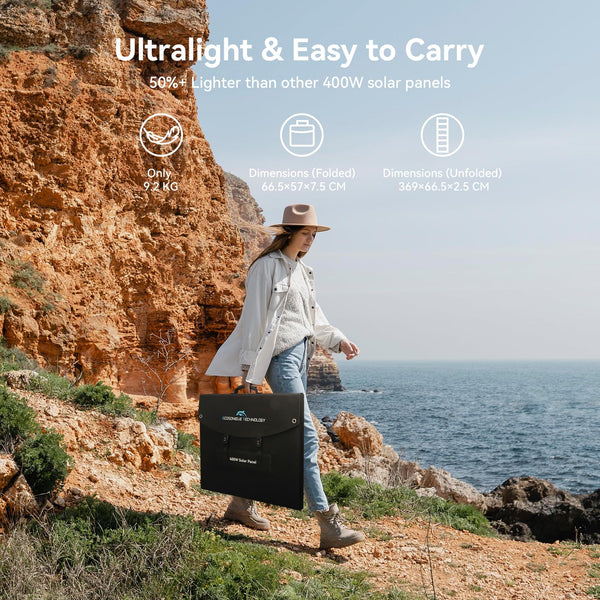 Ecosonique 100W Portable Foldable Solar Panels Charger Fast Charging with USB-C PD3.0 USB-A QC3.0 DC 20V Lightweight with Kickstand for Camping Power Station Solar Generators Cell Phones Power Banks