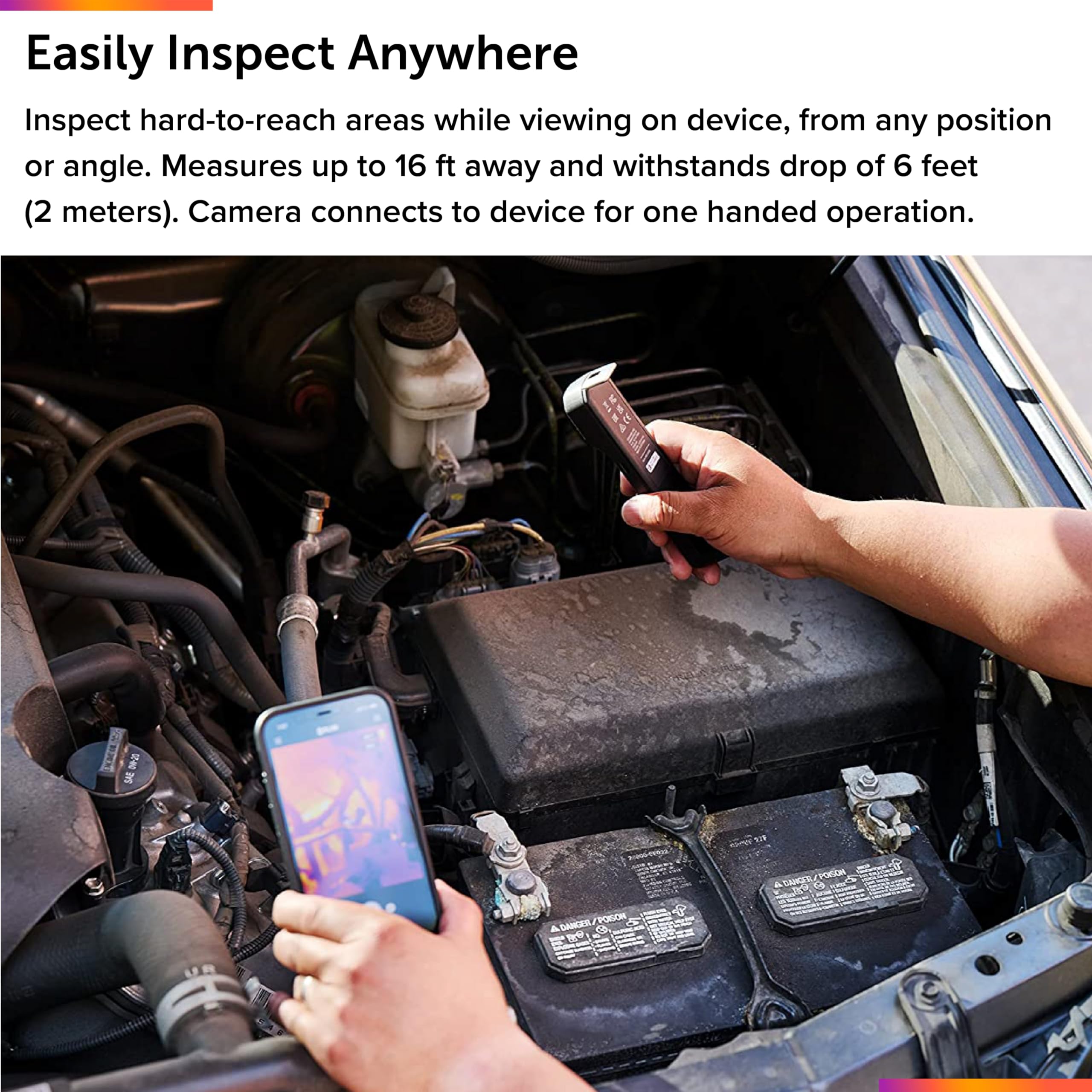 FLIR EDGE - Wireless Bluetooth Thermal Imaging Camera for Smartphones, Compatible with all iOS and Android devices: Use for home inspection, HVAC, automotive, machine industries and more