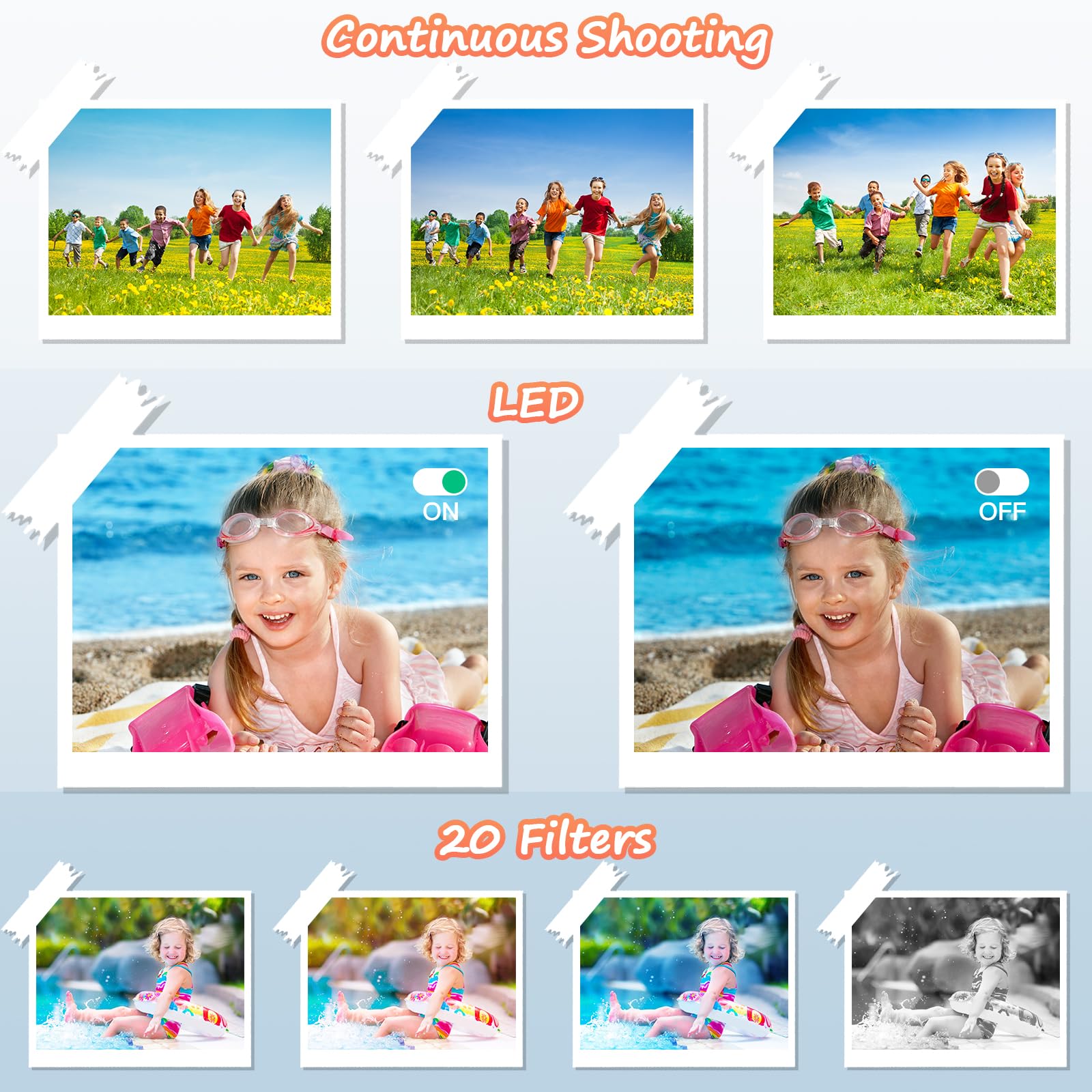 Digital Camera 1080P FHD 44MP with 2.4" LCD Screen,16X Digital Zoom, Compact Portable Vlogging Camera with 32gb SD Card for Kids Teen Students Beginner (Silver)