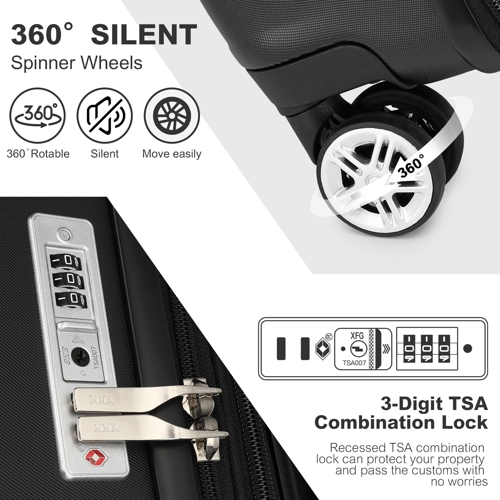 Kono Lightweight 28" Large Suitcase | Hard Shell with TSA Lock | 4 Dual Spinner Wheels | Expandable Design for Easy Travel | Perfect for Business & Vacation (Cream White,75x47.5x29.5cm)