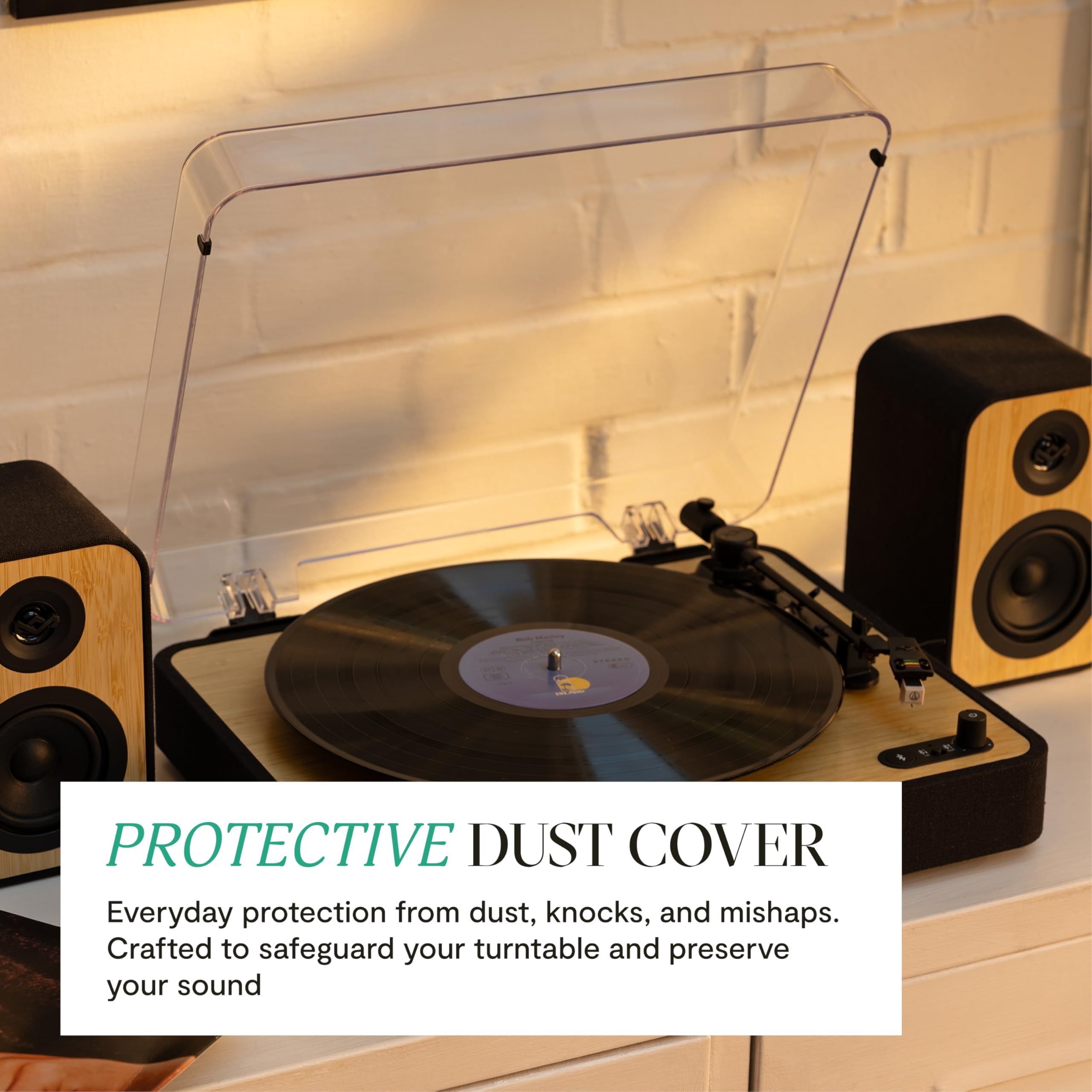 House of Marley Revolution Wireless Turntable - Bluetooth Record Player, 3-Speed Sustainably Made Vinyl Player, Easy Set Up Home Turntables for Vinyl Records with Dust Cover, Audio-Technica Cartridge