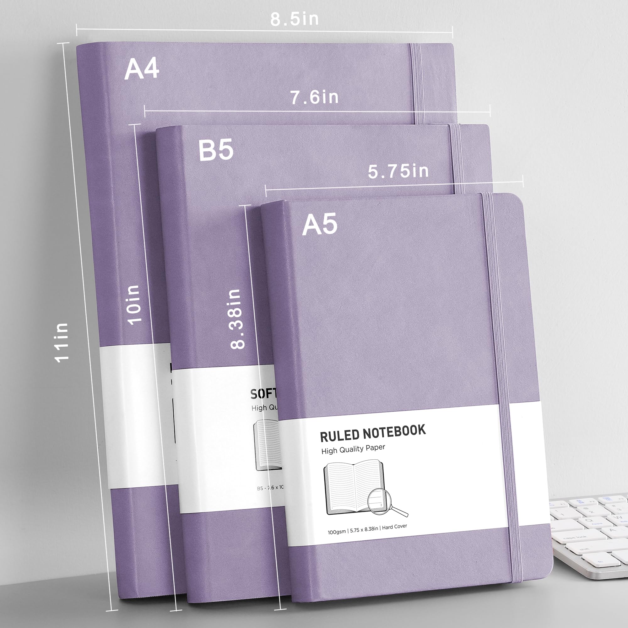 RETTACY Lined Journal Notebook - A5 Note Book Hardcover Thick Notepad 320 Numbered Pages for Writing,100gsm Lined Paper, Leather Hardcover, for Women Men Work Office School,14.5 x 21cm - Black