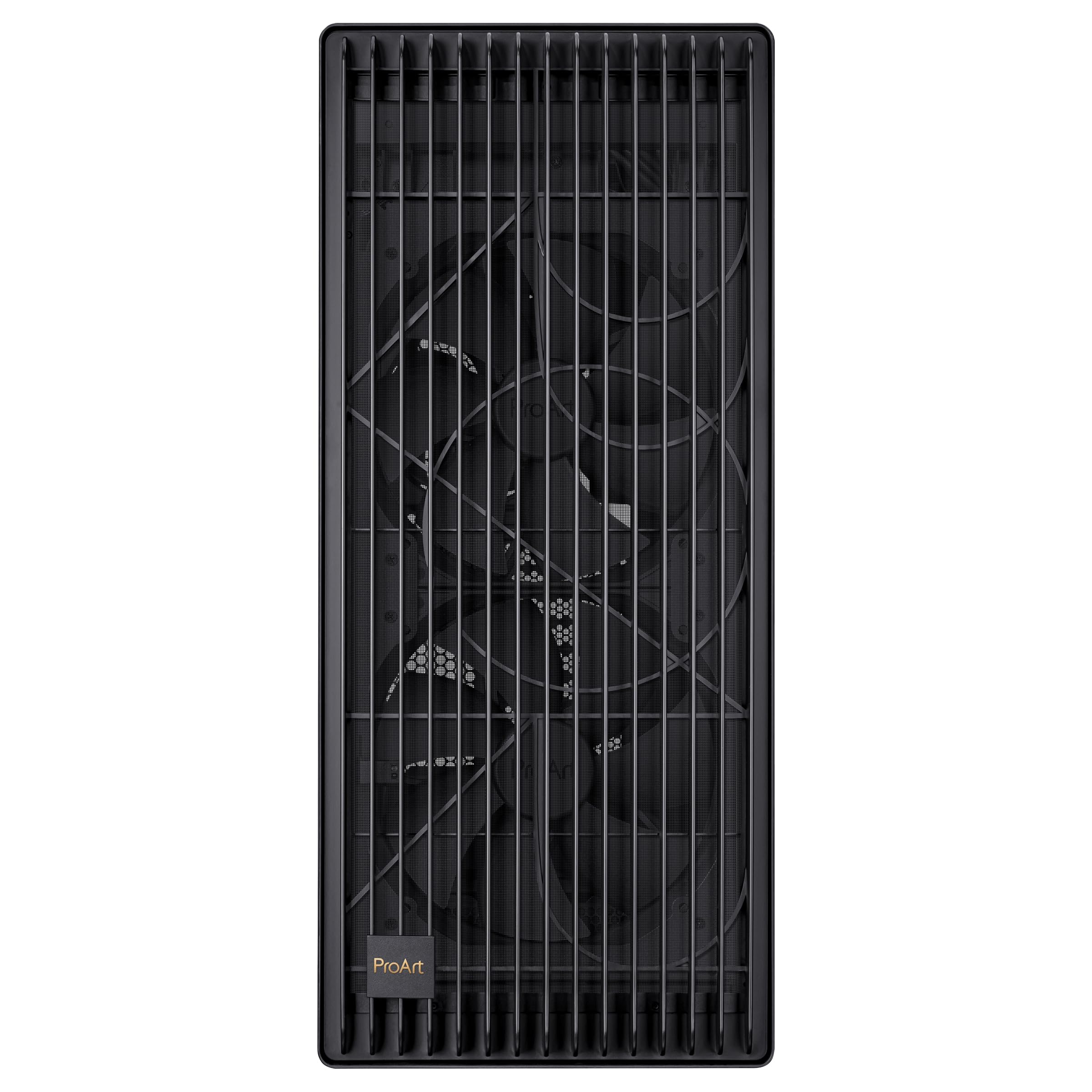 ASUS ProArt PA602 E-ATX computer case, 420 mm radiator support, one 140 mm and two 200mm pre-installed system fans, front panel IR dust indicator, power lock latch, tool-less PCIe mounting